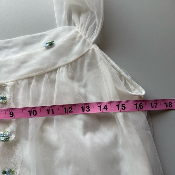 VINTAGE RADCLIFFE White Peignoir Nightgown 50s Chiffon Laced Two Piece Set - Picture 15 of 16